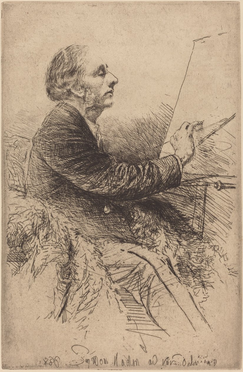 Zelfportret bij de ezel door Francis Seymour Haden