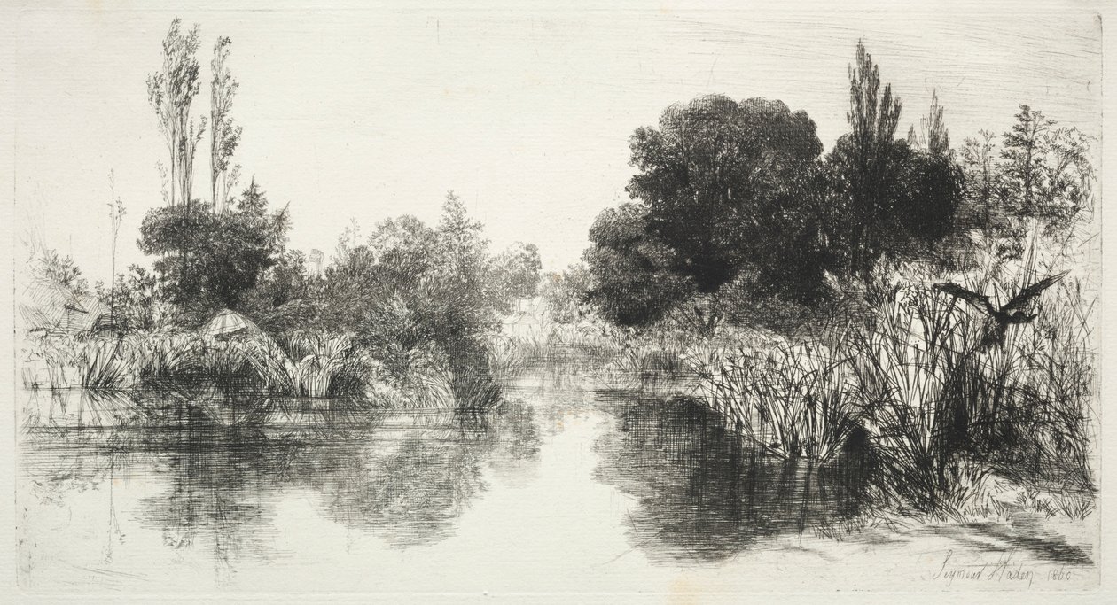 Share Mill Vijver, 1860 door Francis Seymour Haden