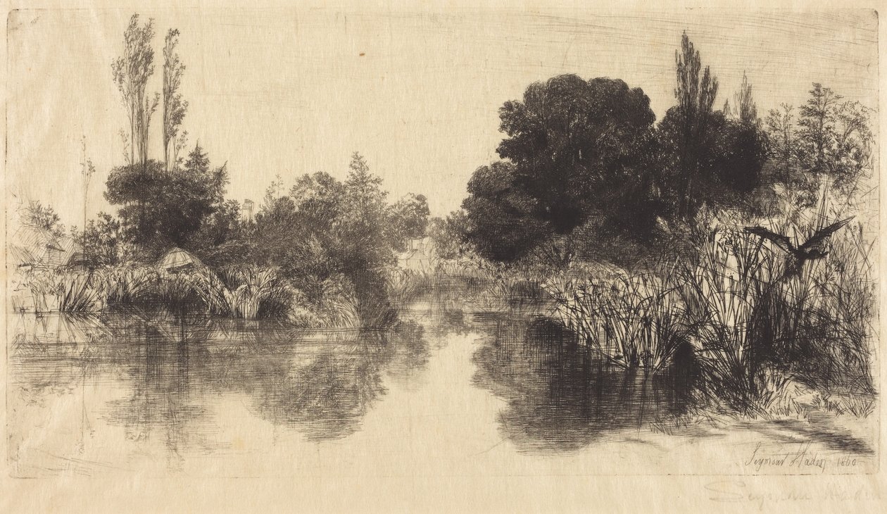 Shere Mill Pond (de grotere afbeelding) door Francis Seymour Haden