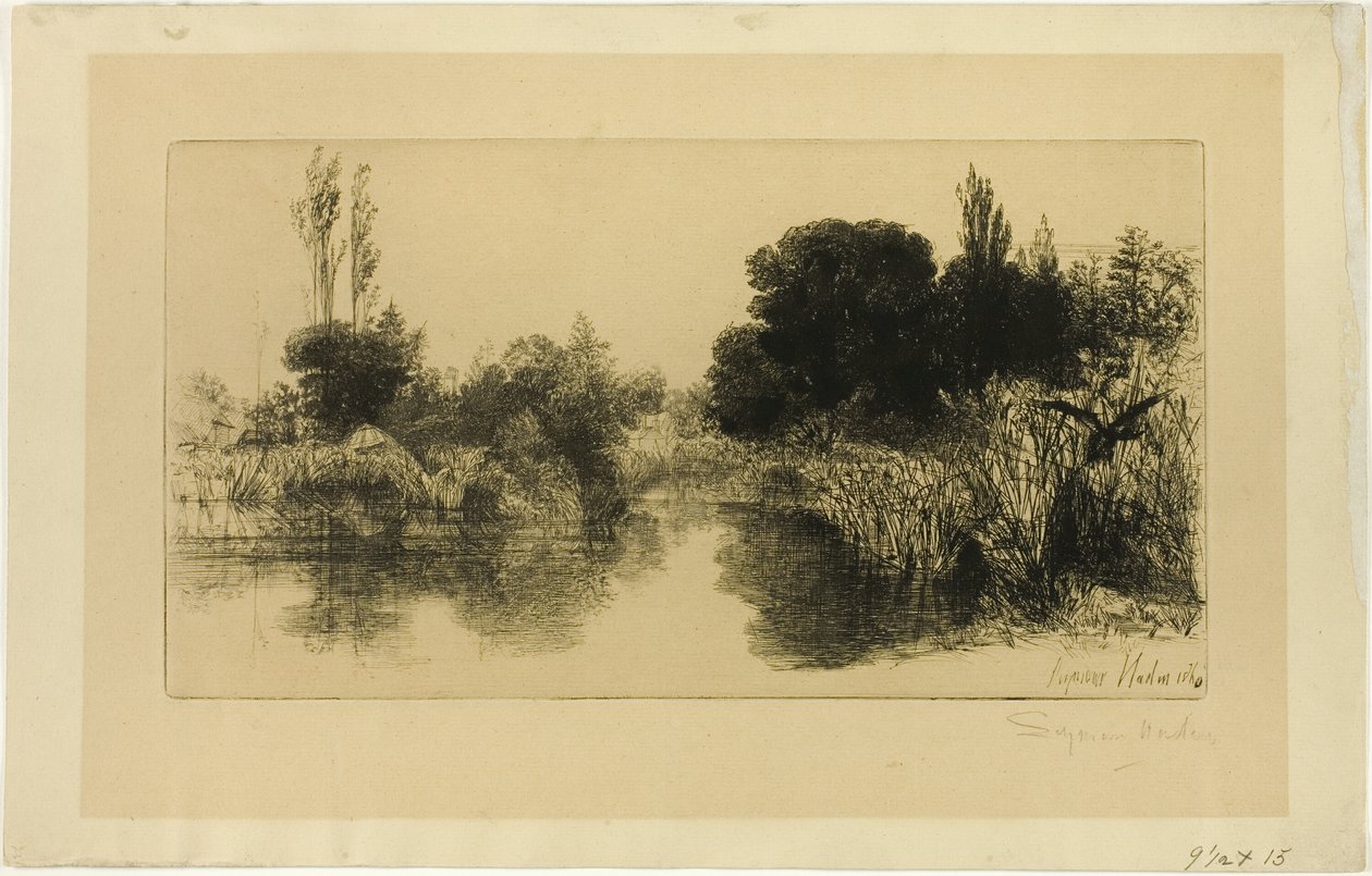 Shere Mill Pond, nr. II (grote plaat) door Francis Seymour Haden