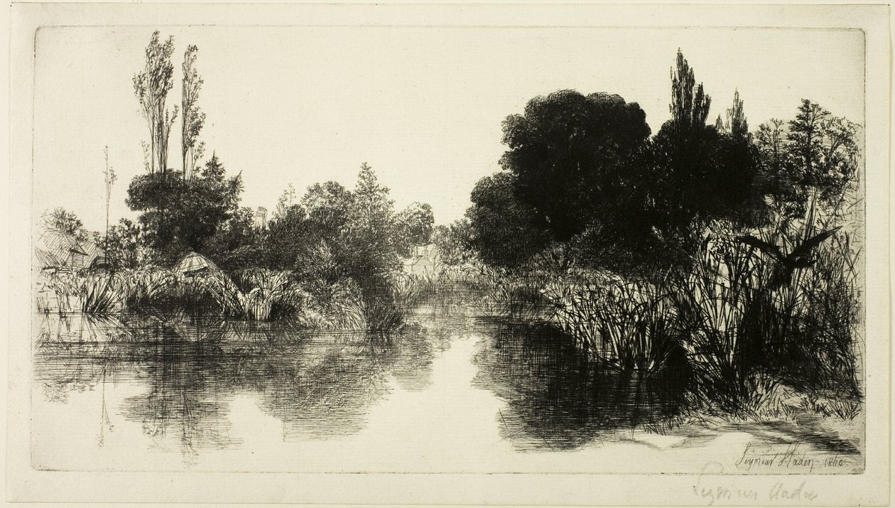 Shere Mill Pond, No. II (grote plaat) door Francis Seymour Haden