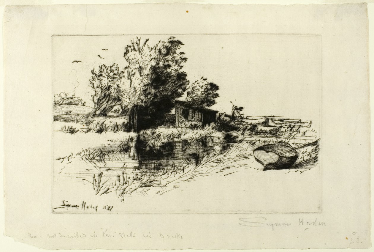 Het kleine boothuis door Francis Seymour Haden