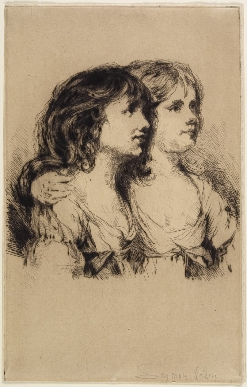 De Tweeling-Sarah en Anne Haden (Nr. 2), 1885 door Francis Seymour Haden