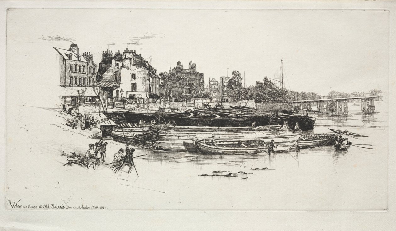 Whistlers Huis, Oud Chelsea, 1863 door Francis Seymour Haden