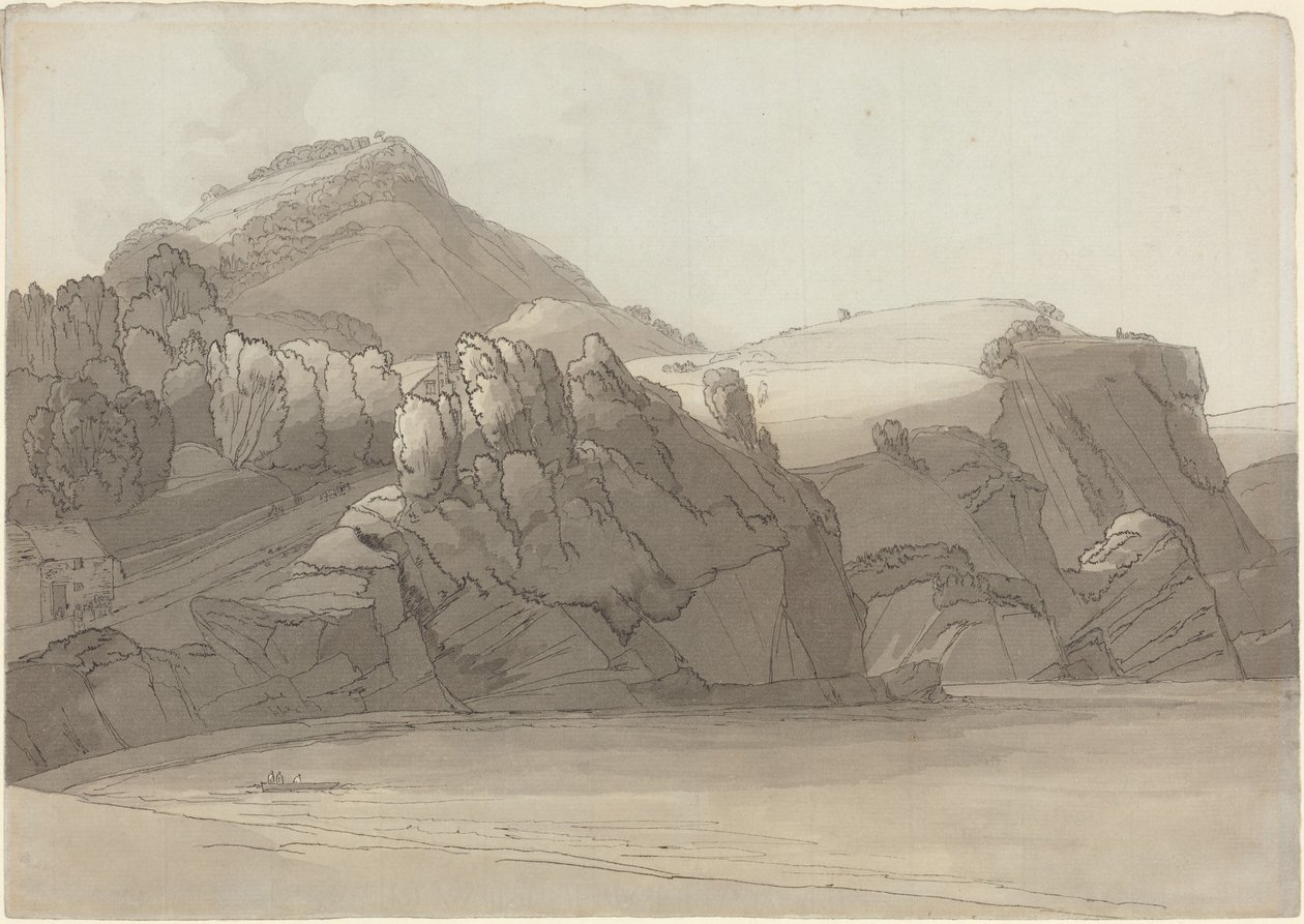 Een rotsachtige kust bij Coombmartin, Devon (Combe Martin Bay) door Francis Towne