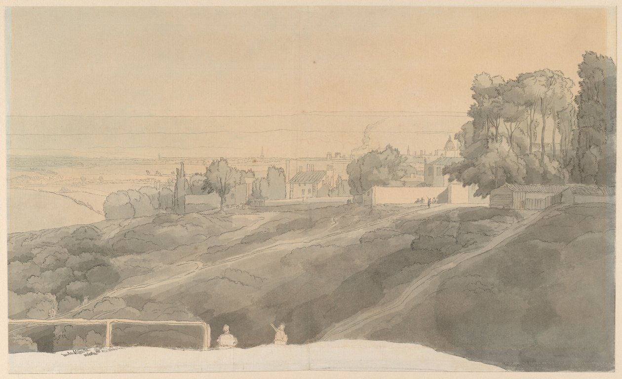 Hampstead Heath, avondlicht door Francis Towne