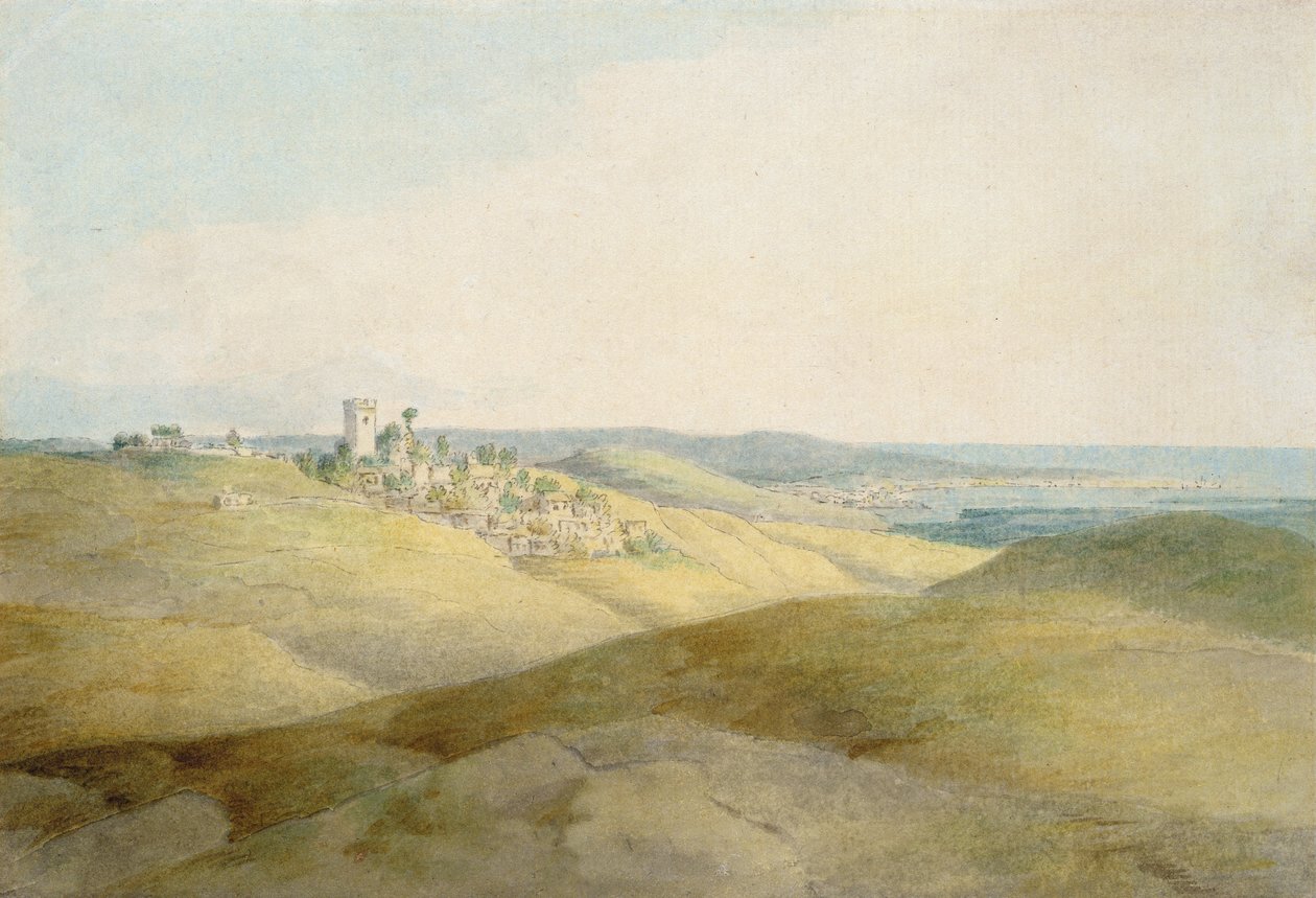 Pough Hill, nabij Bude, Cornwall door Francis Towne