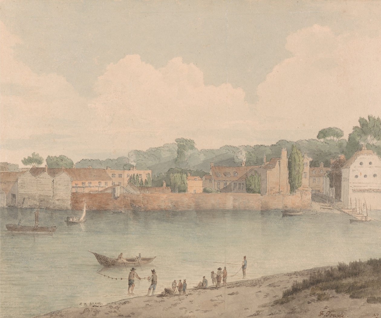 Vauxhall Stairs, vanaf Millbank, 5 juli 1797 door Francis Towne