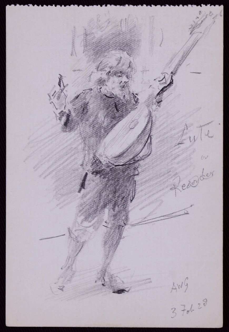 Portret van Arnold Dolmetsch door Francis Wilfred Lawson