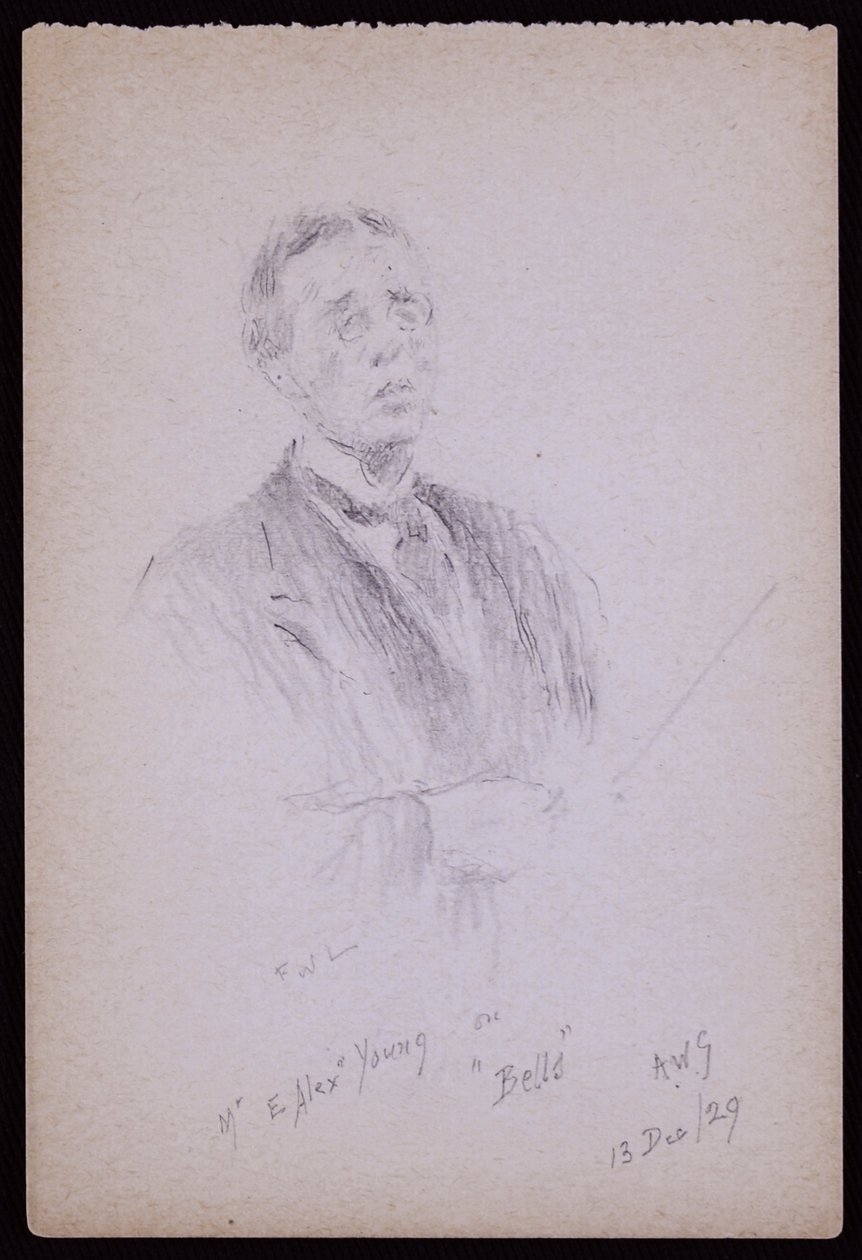 Portret van E Alex Young door Francis Wilfred Lawson