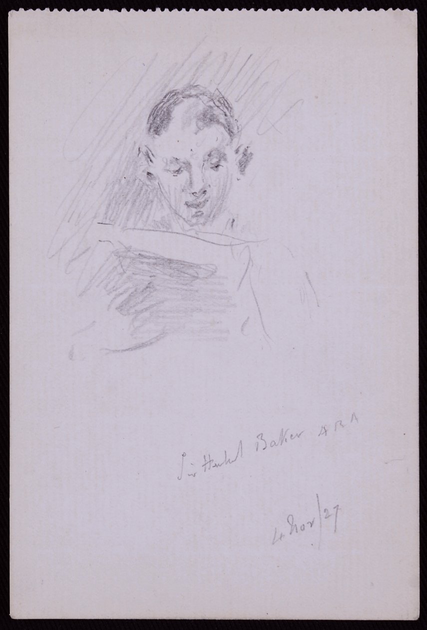 Portret van Sir Herbert ARA Baker door Francis Wilfred Lawson