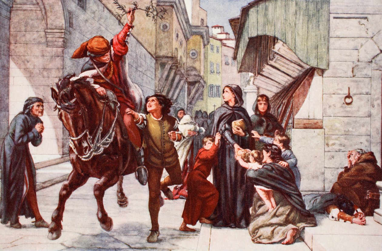Hulp in Florence na de aanval van de Liga door Francis William Topham