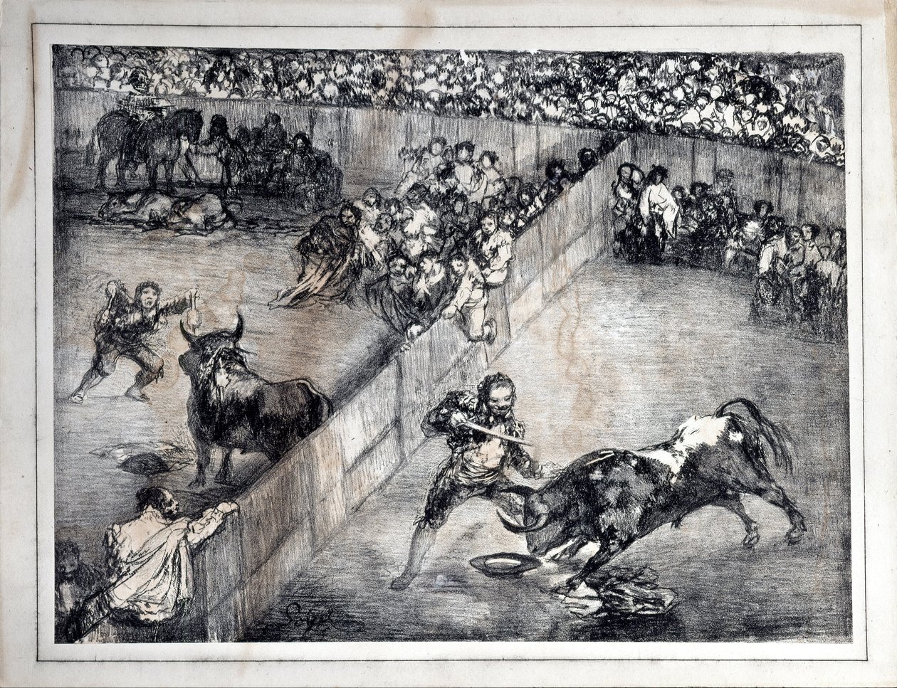 Stierengevecht in een gedeelde ring door Francisco de Goya