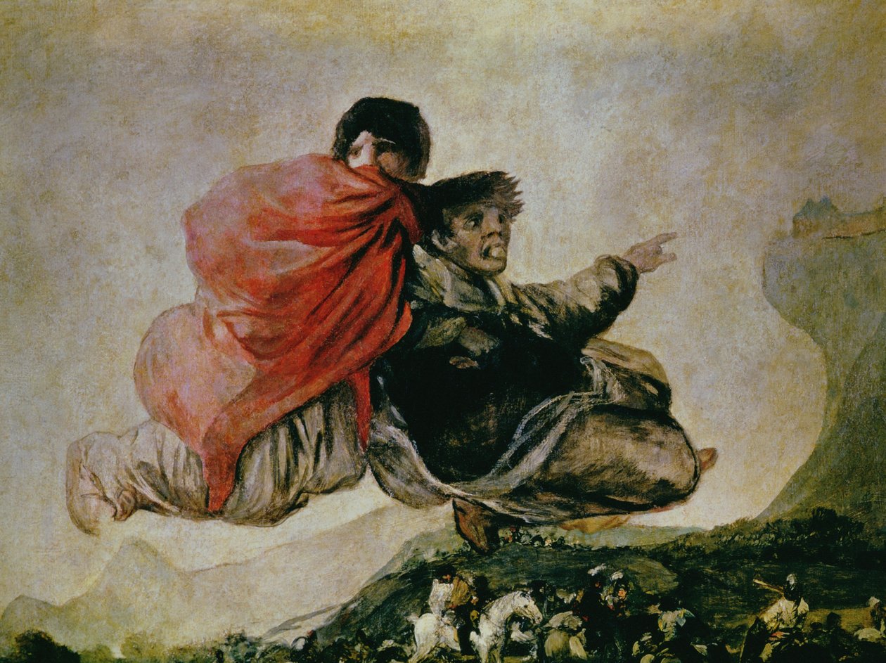 Fantastische Visie (Asmodeus) 1821-23 (detail) door Francisco de Goya
