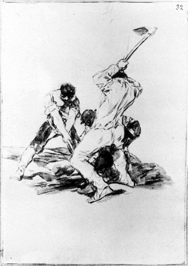 Drie Mannen Graven door Francisco de Goya