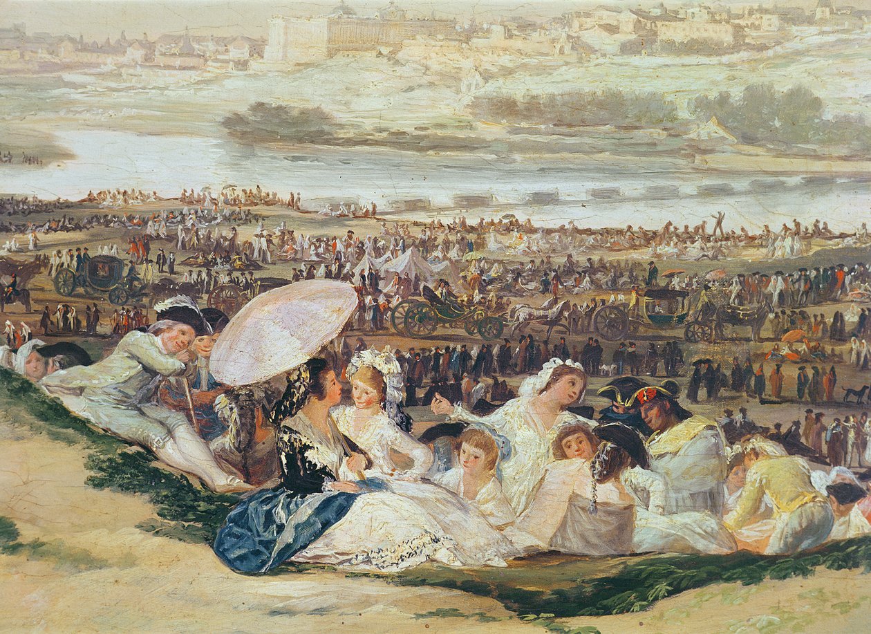 De weide van San Isidro (detail) door Francisco de Goya