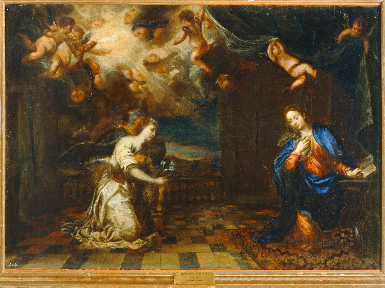 Annunciatie (schilderij) door Francisco (1608 1685) Rizi