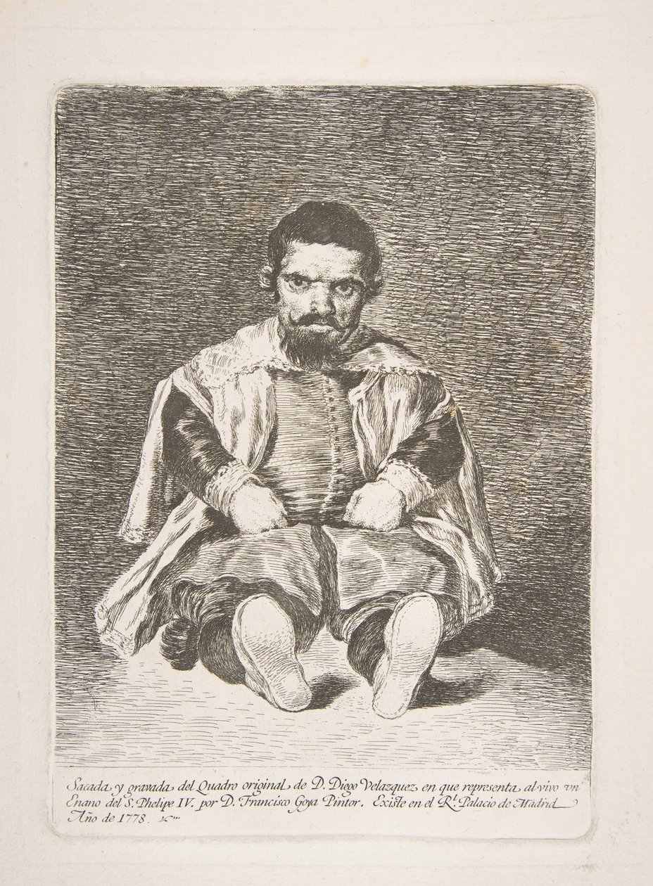 Een dwerg bekend als El Primo na Diego Velázquez door Francisco de Goya
