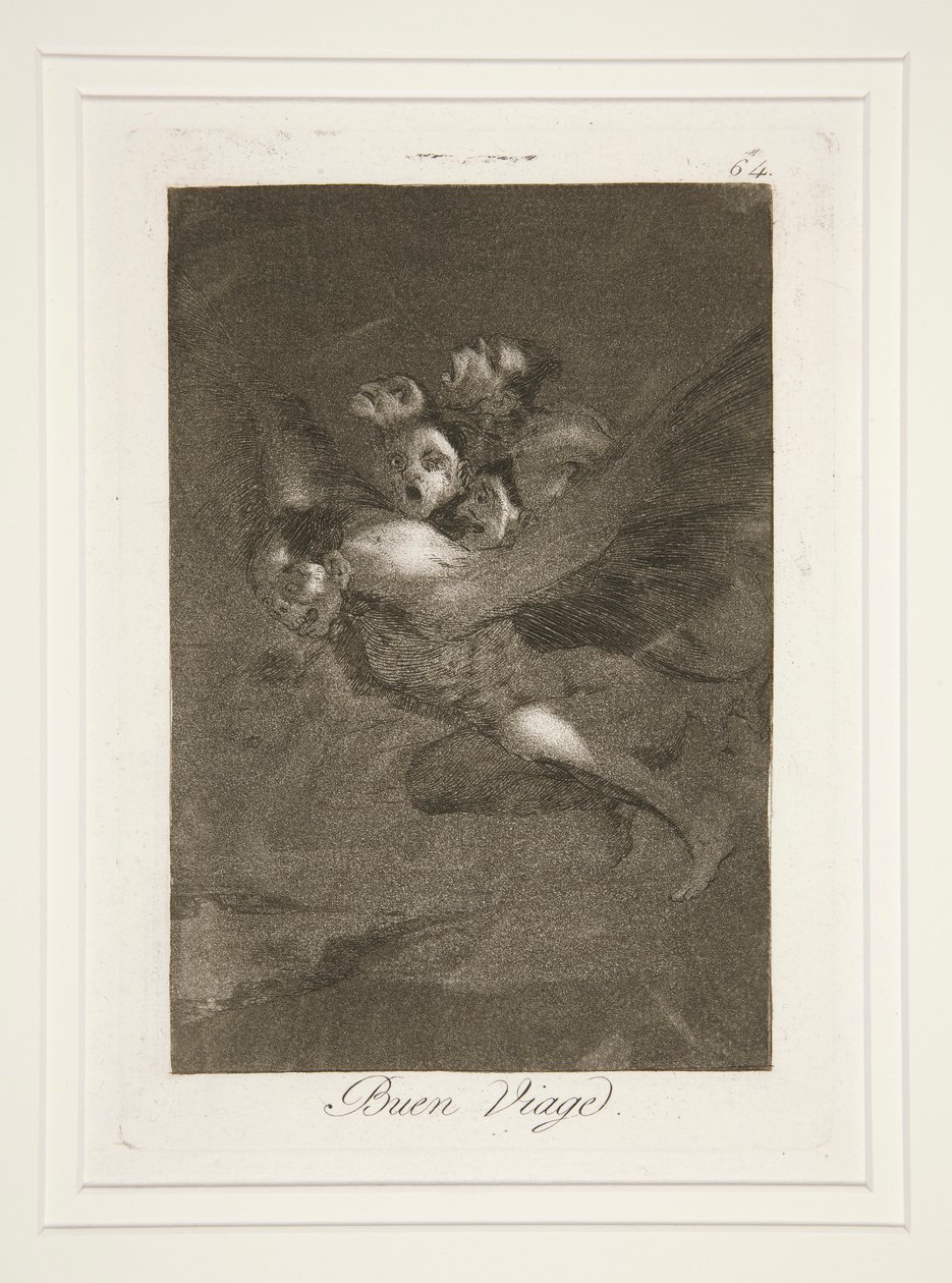 Goede reis, pl. 64 uit de serie Los caprichos door Francisco de Goya