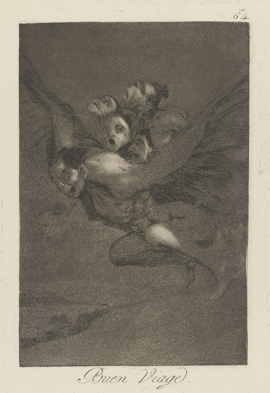 Goede reis, plaat 64 uit de serie Los caprichos door Francisco de Goya