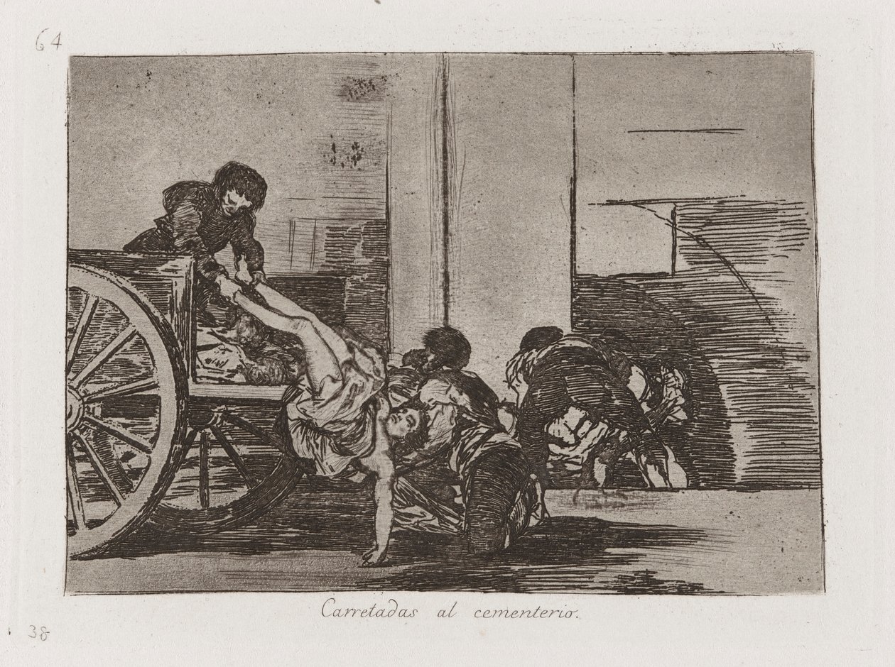Carretadas al cementerio (Karren naar de begraafplaats), Plaat 64 uit Los desastres de la guerra (De Rampen van de Oorlog) door Francisco de Goya