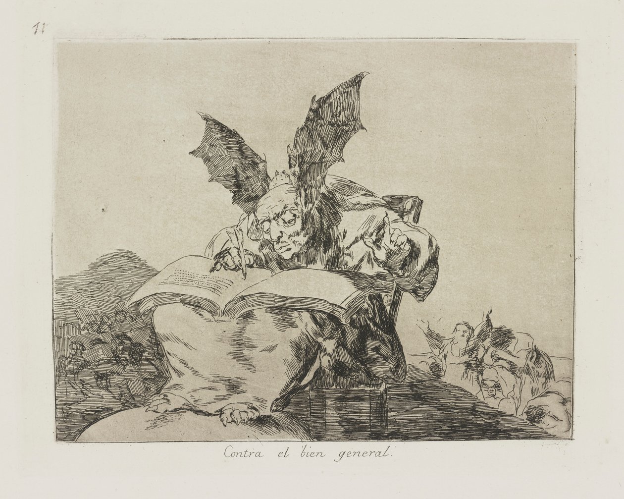 Contra el bien general. (Tegen het algemeen belang), pl. 71 uit de serie Los desastres de la guerra (De rampen van de oorlog) door Francisco de Goya