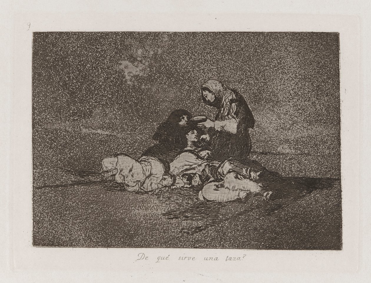 Waarvoor dient een kopje?, Plaat 59 uit Los desastres de la guerra door Francisco de Goya