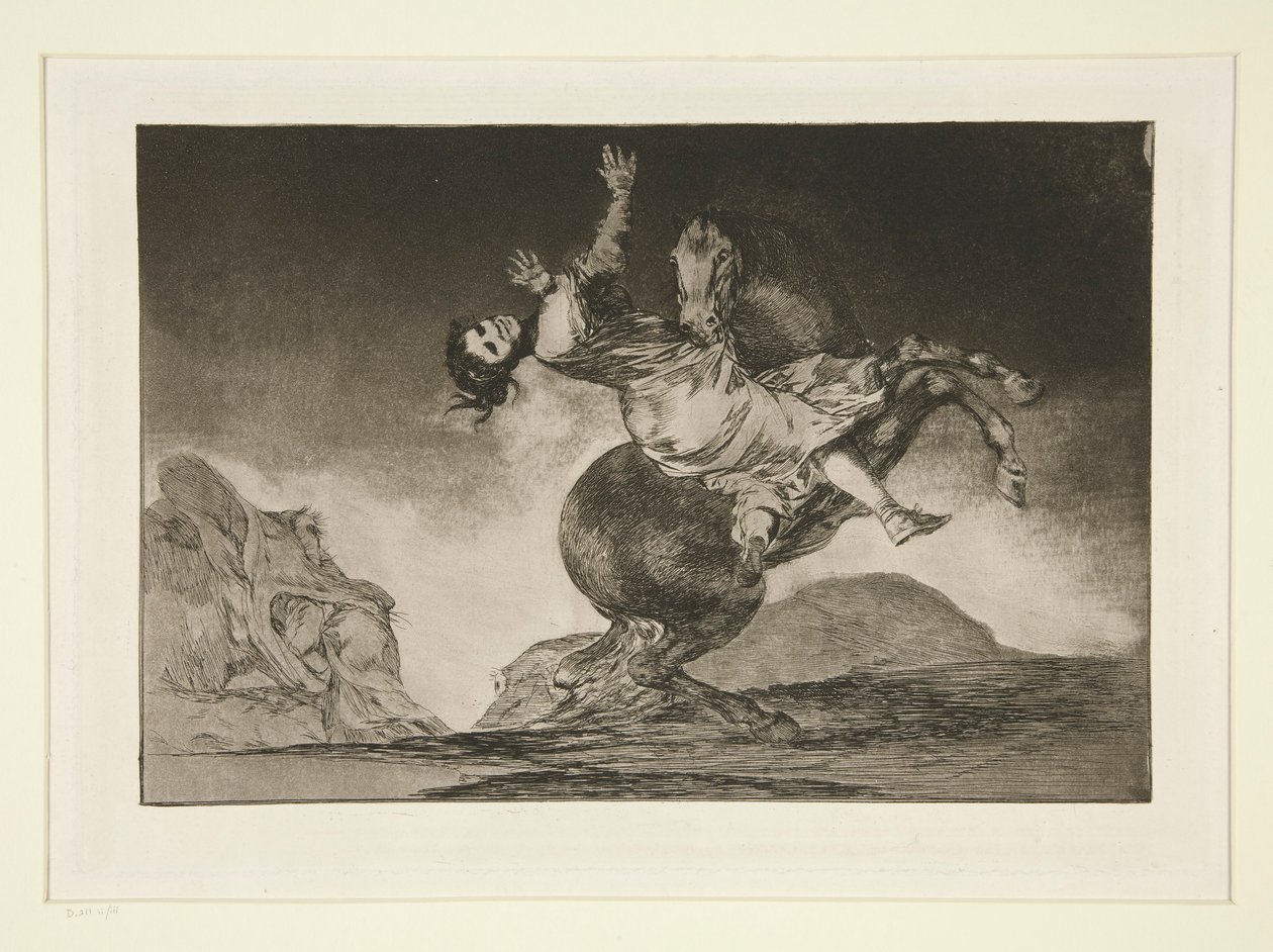 De Paardenrover, pl. 10 uit de serie Los proverbios door Francisco de Goya