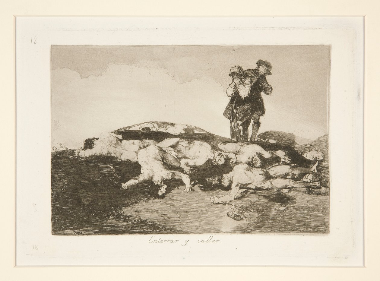Enterrar y callar, plaat 18 uit Los desastres de la guerra door Francisco de Goya