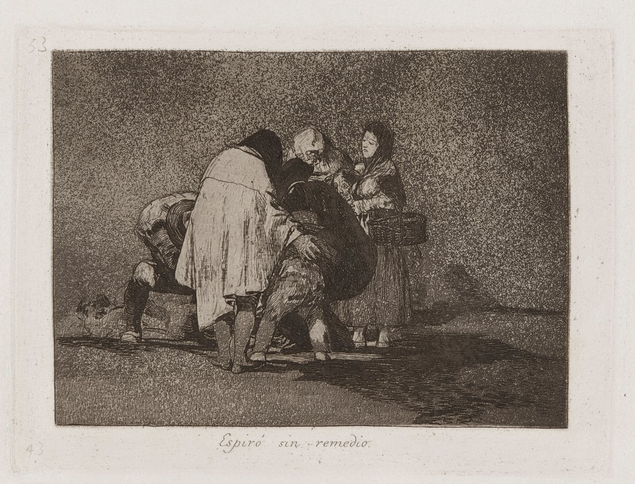 Er was niets aan te doen en hij stierf, Plaat 53 uit Los desastres de la guerra (De rampen van de oorlog) door Francisco de Goya