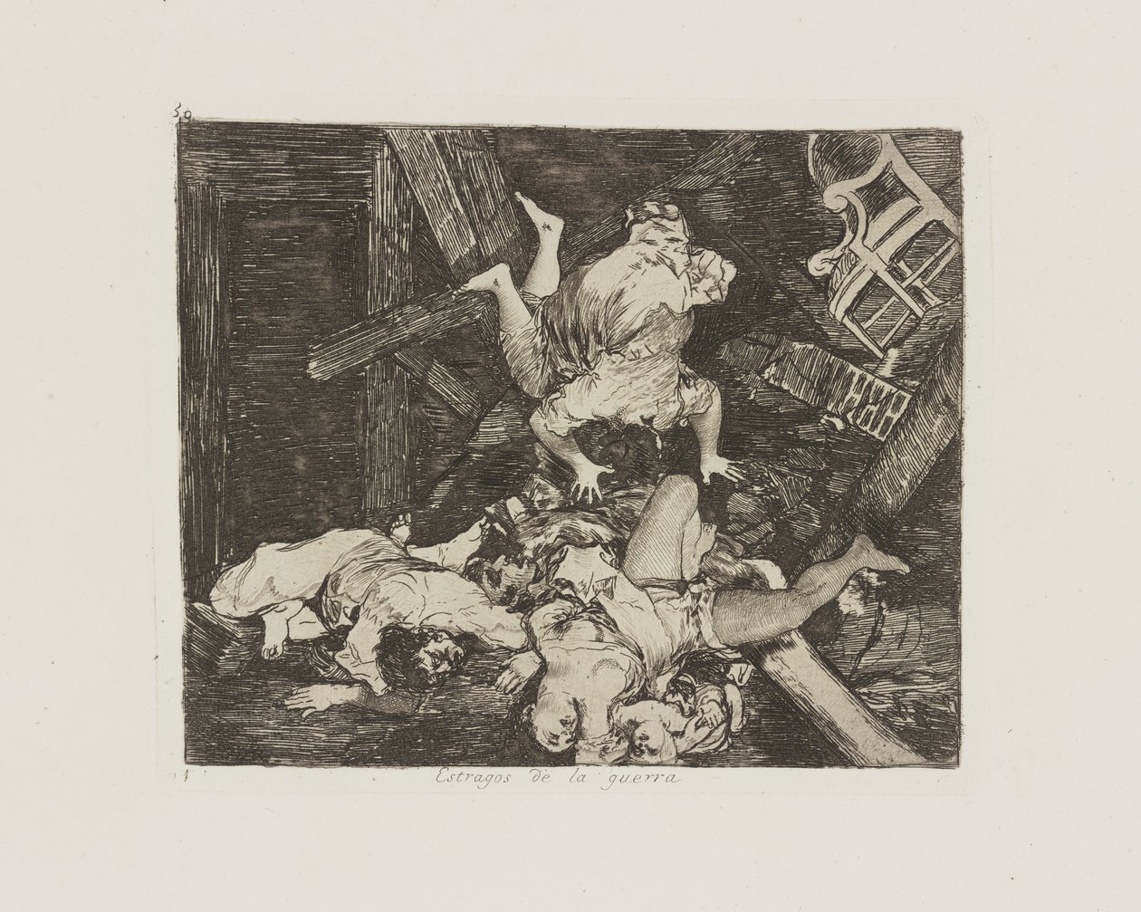 Estragos de la guerra. (Verwoestingen van de Oorlog), pl. 30 uit de serie Los desastres de la guerra (De Rampen van de Oorlog) door Francisco de Goya