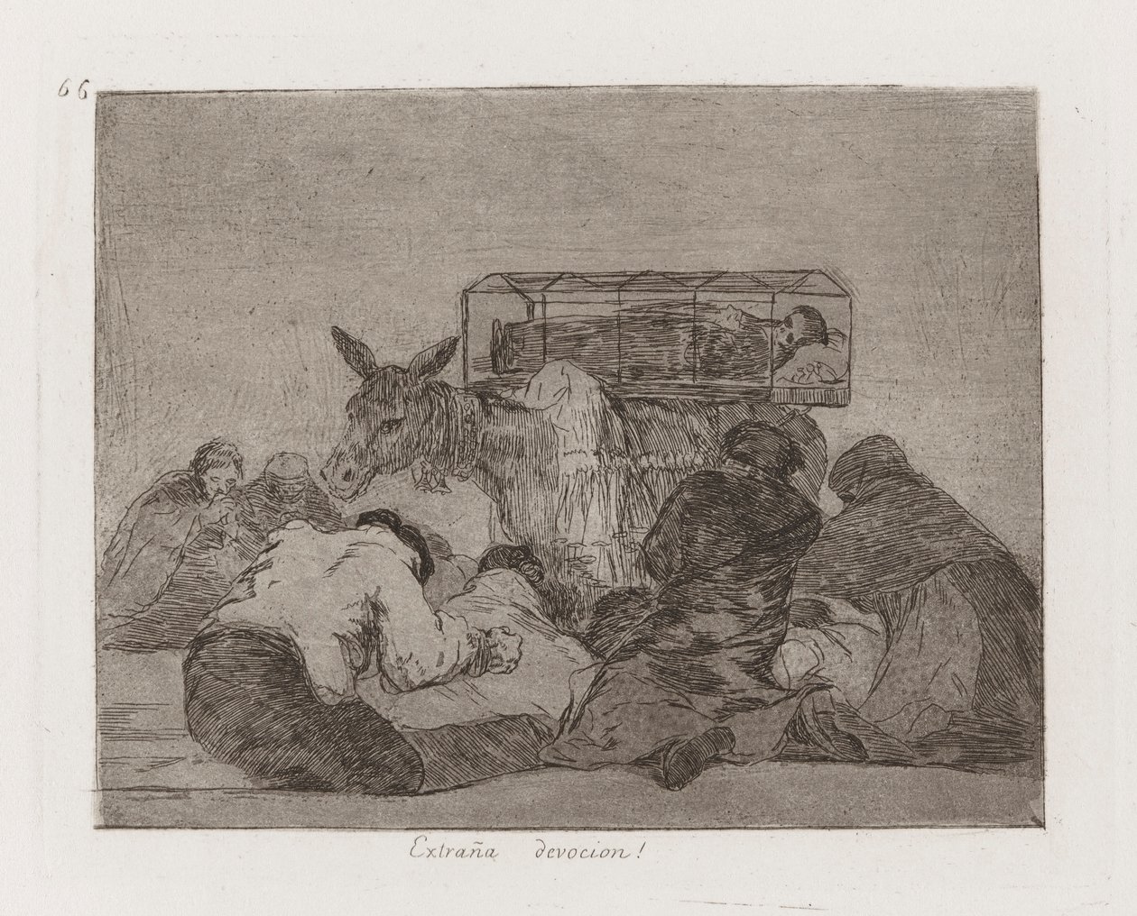 Extraña devoción! (Vreemde devotie!), Plaat 66 uit Los desastres de la guerra (De rampen van de oorlog) door Francisco de Goya
