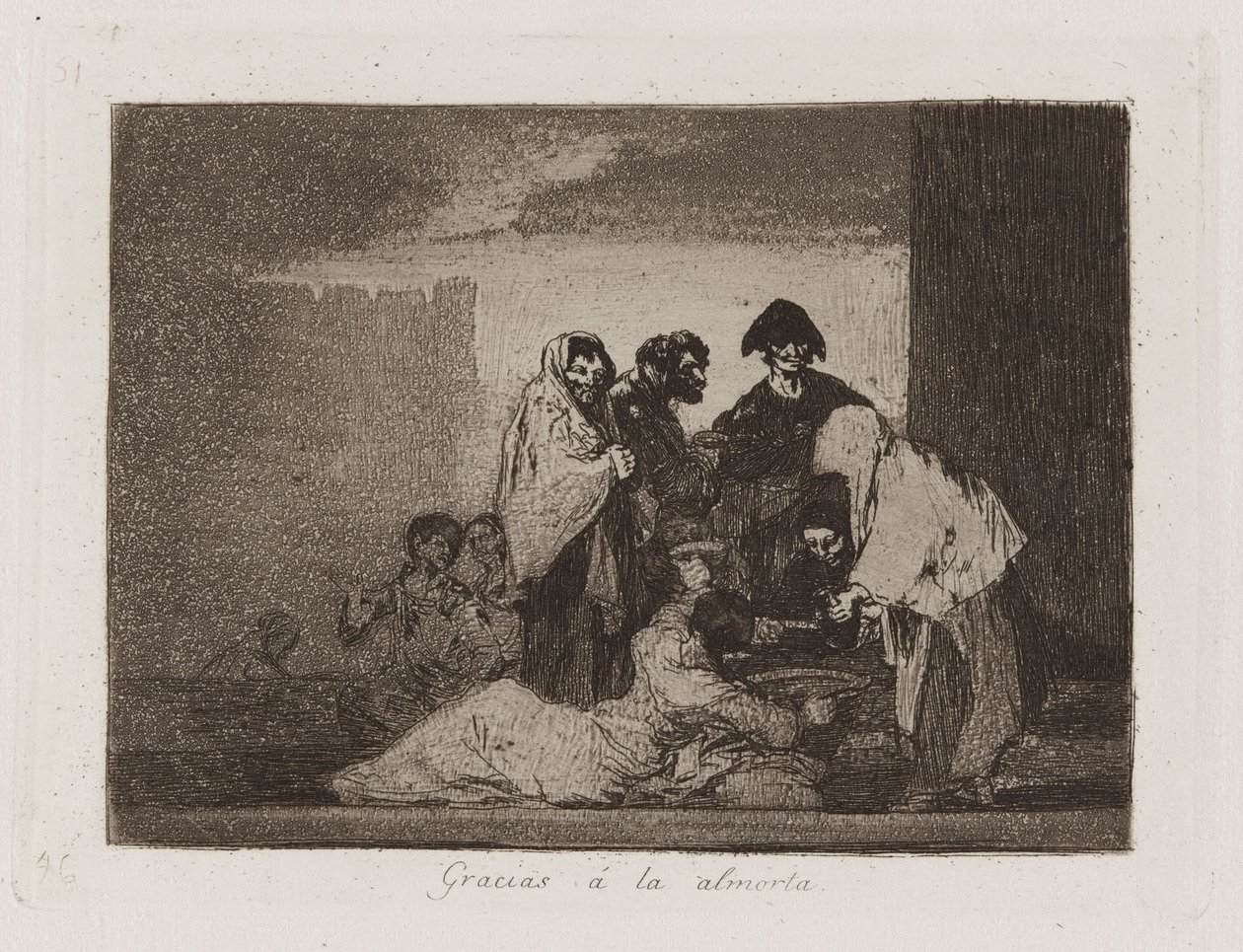Gracias a la almorta (Dankzij de Milt), Plaat 51 uit Los desastres de la guerra (De Rampen van de Oorlog) door Francisco de Goya