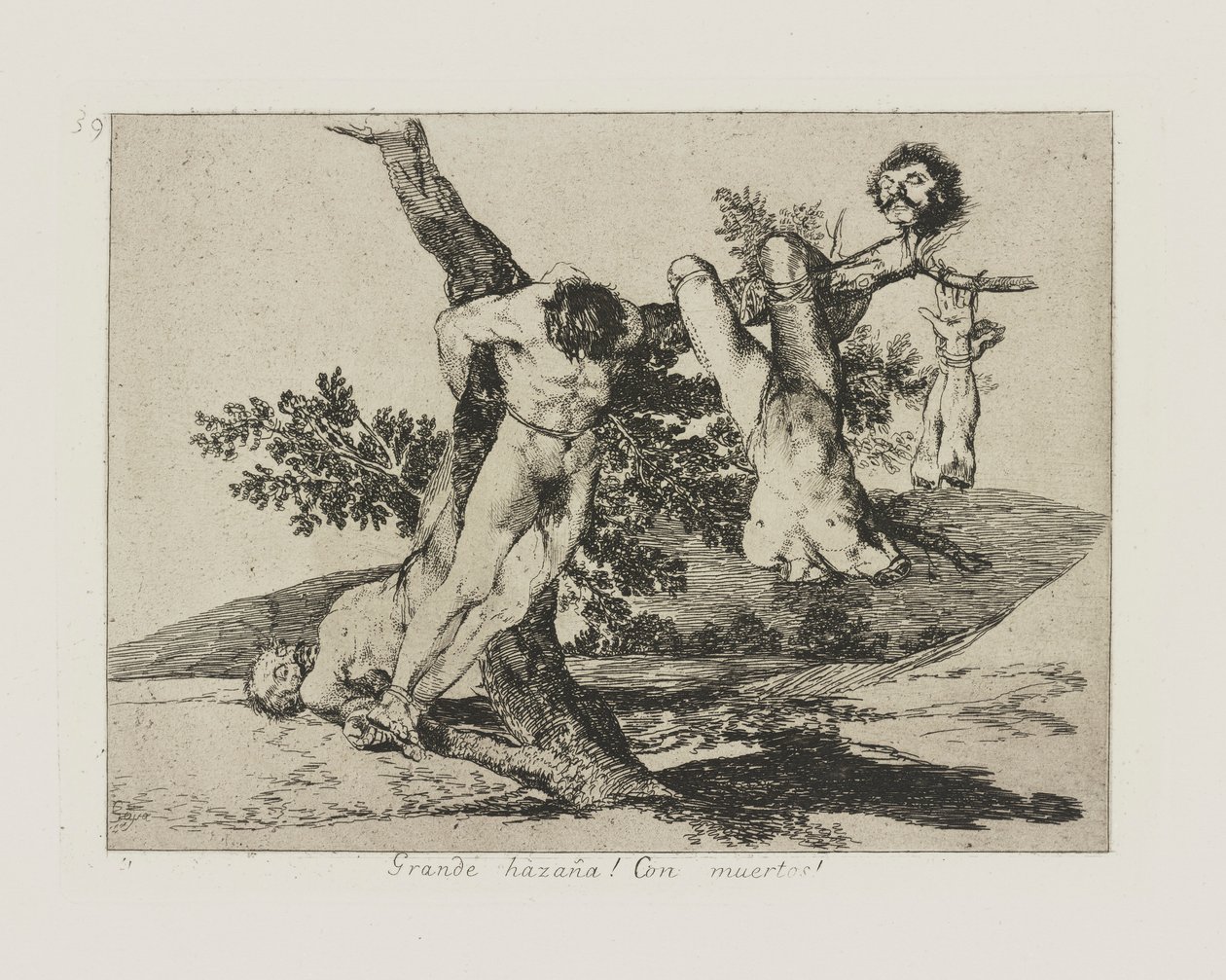 Grande hazaña! Con muertos!, pl. 39 uit de serie Los desastres de la guerra door Francisco de Goya