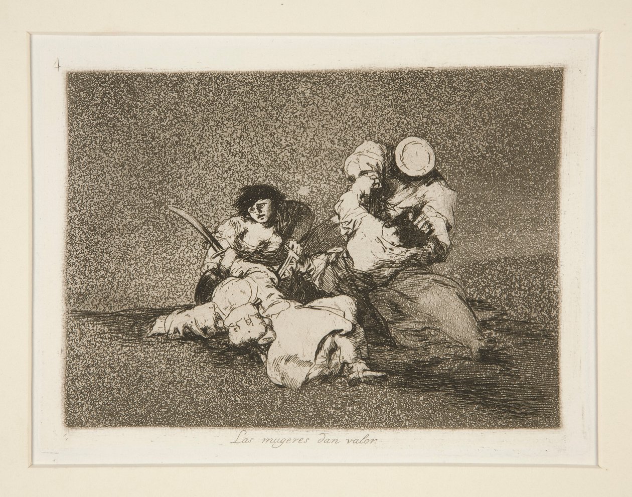 Las mugeres [sic] dan valor (De Vrouwen Geven Moed), pl. 4 uit Los desastres de la guerra (De Rampen van de Oorlog) door Francisco de Goya