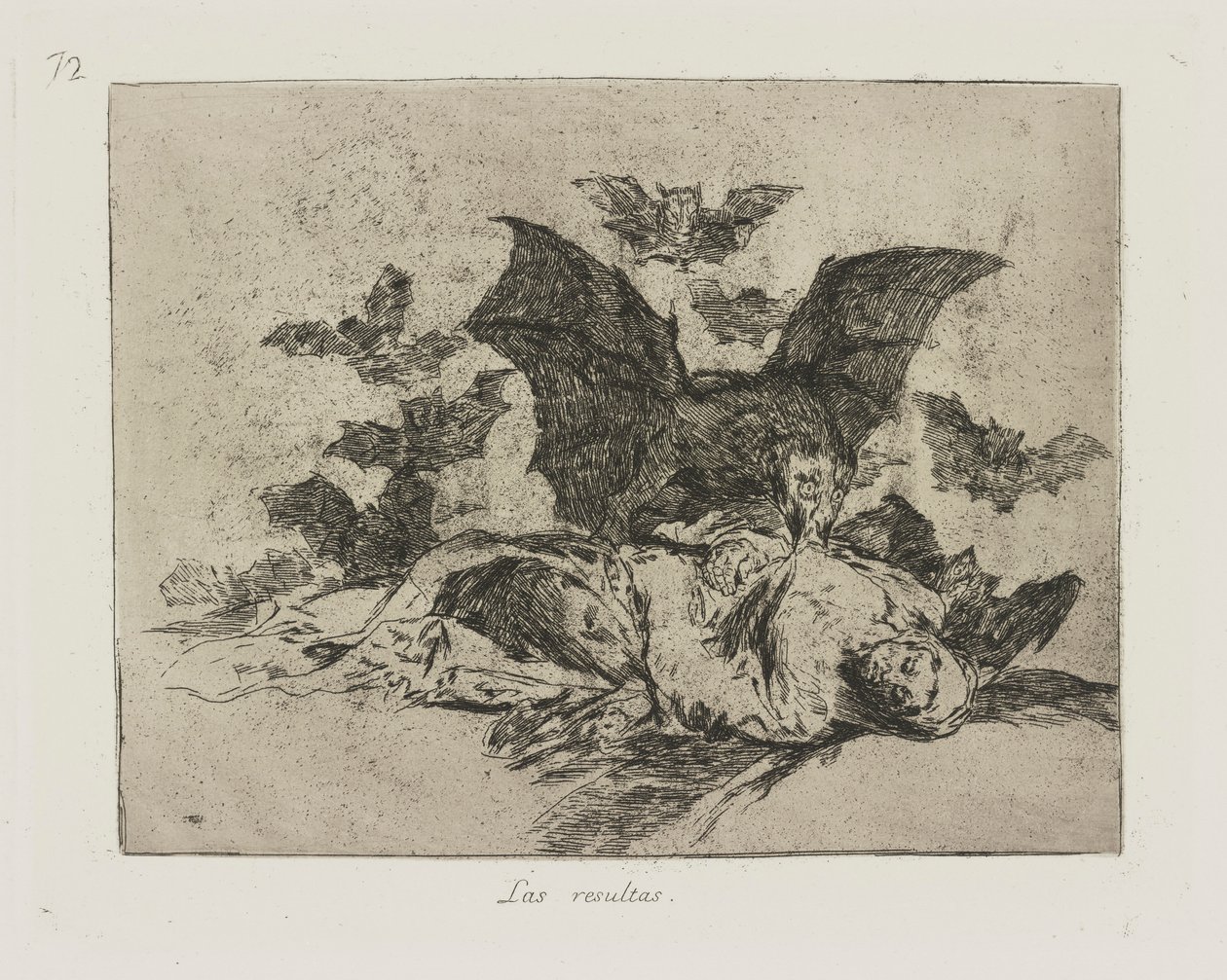 De gevolgen, pl. 72 uit de serie De rampen van de oorlog door Francisco de Goya