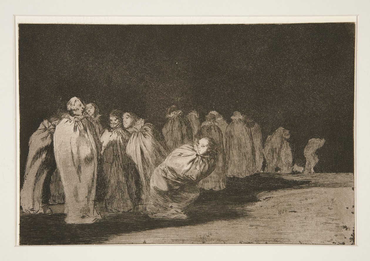 Los encasados (De Mannen in Zakken), pl. 8 uit de serie Los proverbios door Francisco de Goya