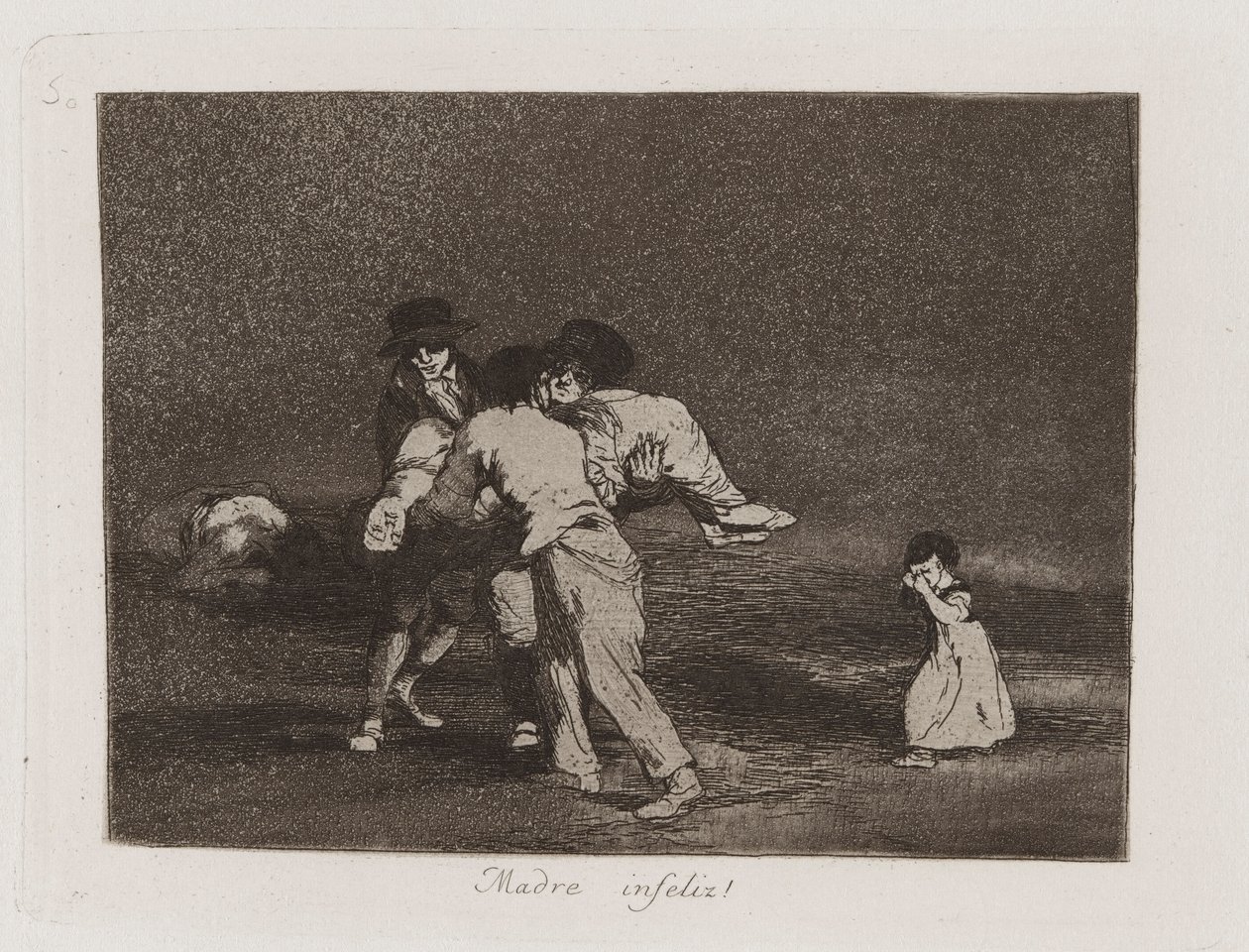 Madre infeliz! (Ongelukkige Moeder!), Plaat 50 uit Los desastres de la guerra (De Rampen van de Oorlog) door Francisco de Goya