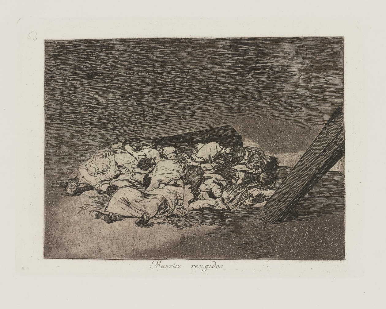 Muertos recogidos. (Oogst van de doden), pl. 63 uit de serie Los desastres de la guerra (De rampen van de oorlog) door Francisco de Goya
