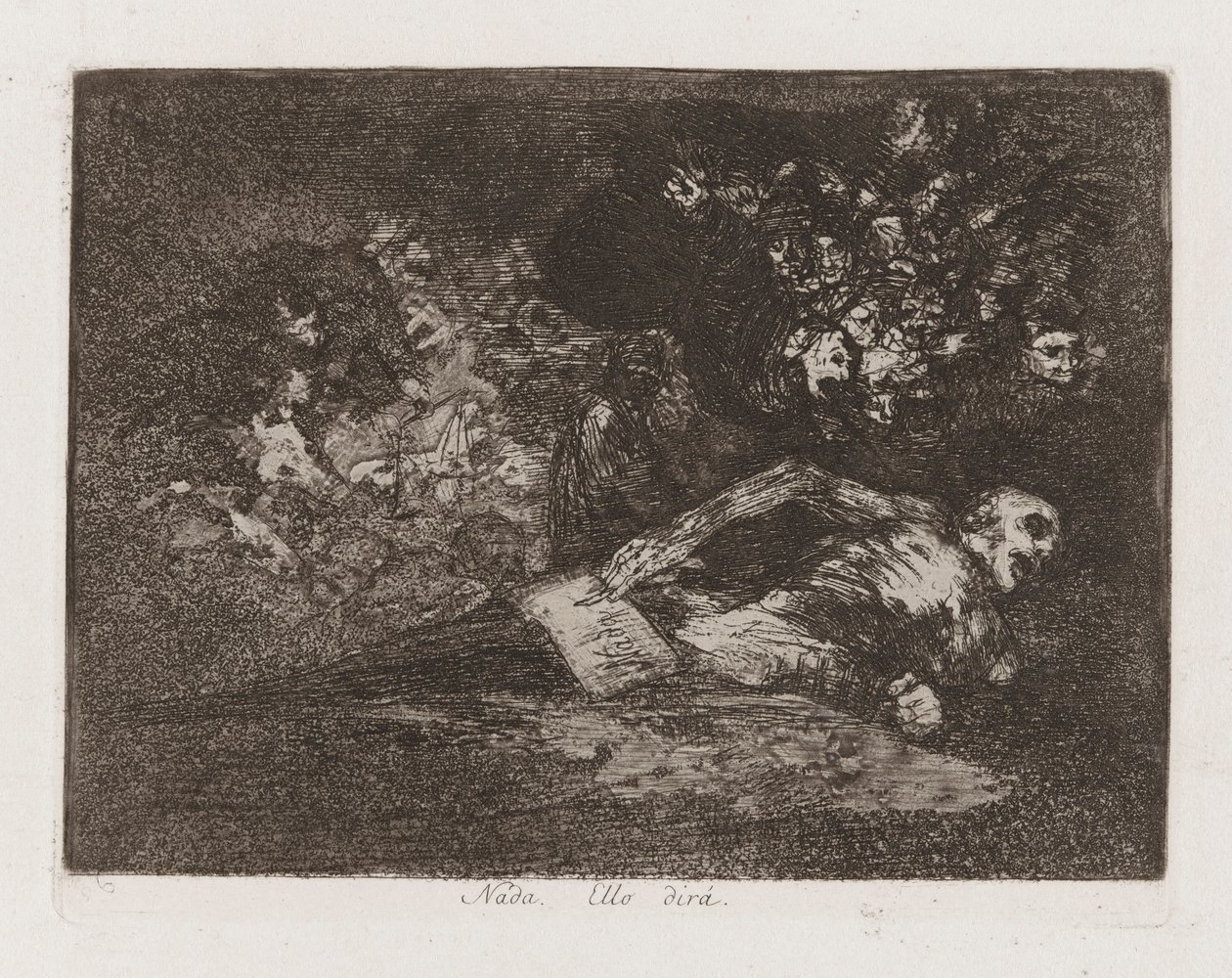 Nada. [Ello dir?] (Niets. Het Gebeurtenis Zal Vertellen), Plaat 69 uit Los desastres de la guerra (De Rampen van de Oorlog) door Francisco de Goya