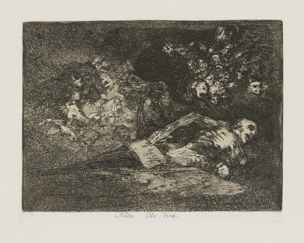 Nada. Ello dirá. (Niets. Het Gebeurtenis Zal Vertellen.), pl. 69 uit de serie Los desastres de la guerra (De Rampen van de Oorlog) door Francisco de Goya