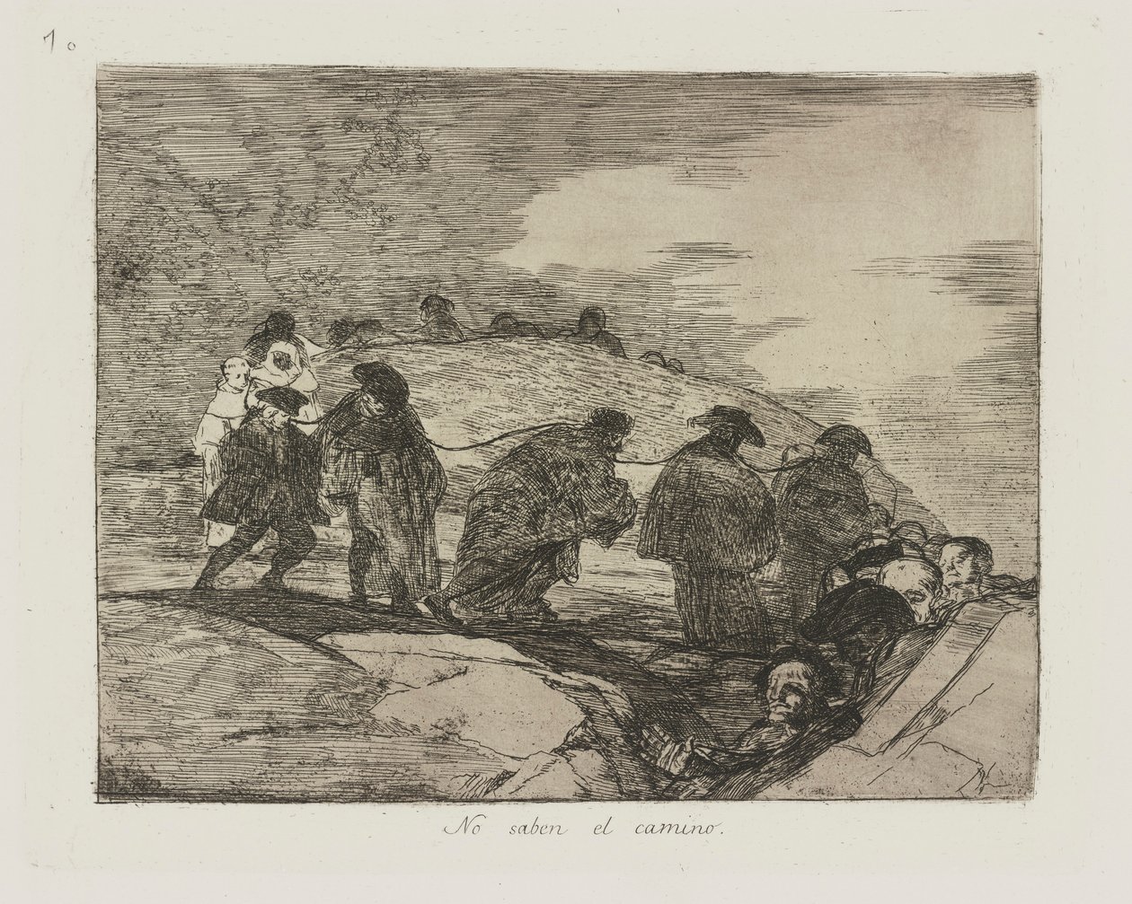 No saben el camino. (Ze weten de weg niet.), pl. 70 uit de serie Los desastres de la guerra (De rampen van de oorlog) door Francisco de Goya