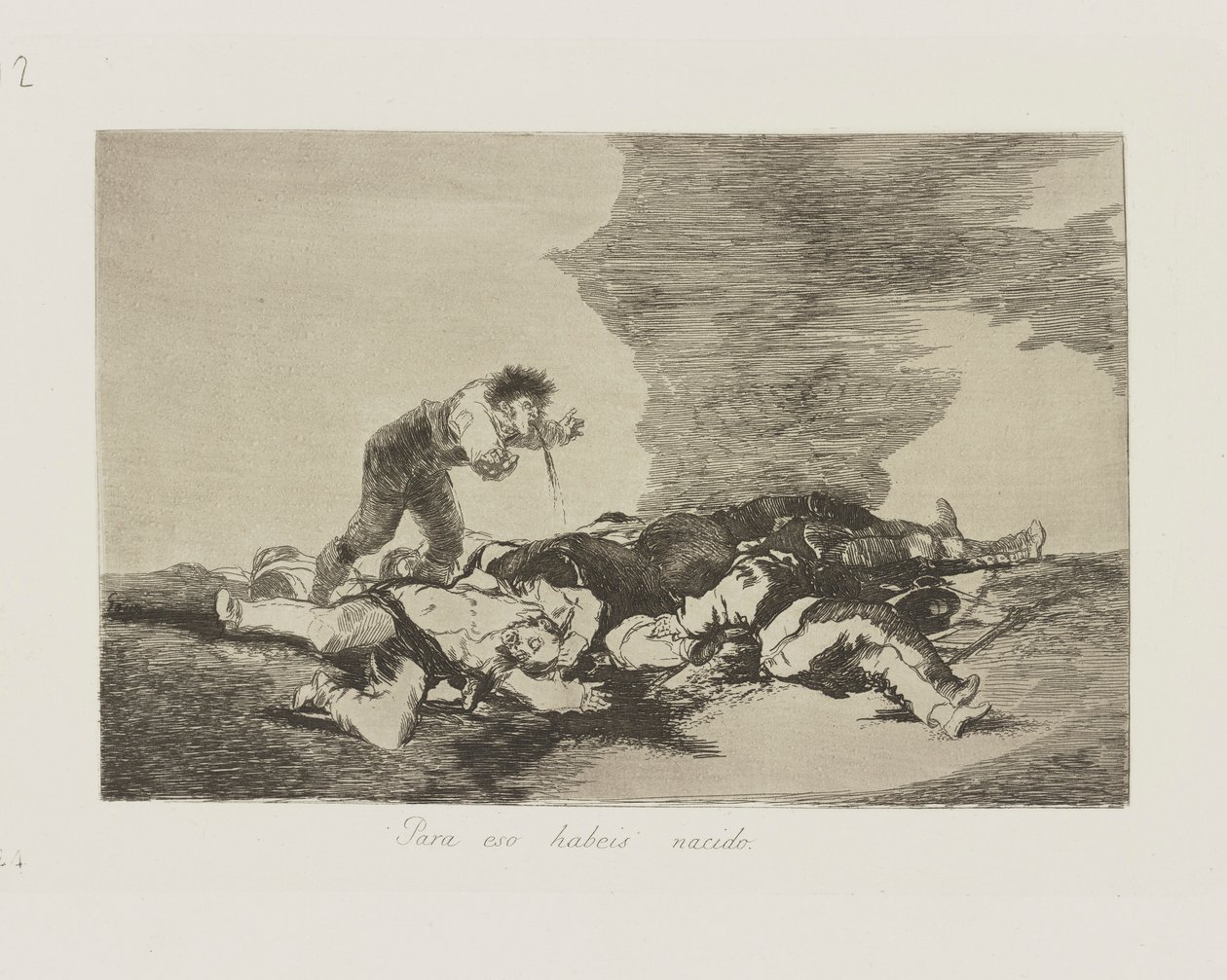 Para eso habeis nacido. (Daarvoor ben je geboren.), pl. 12 uit de serie Los desastres de la guerra (De rampen van de oorlog) door Francisco de Goya