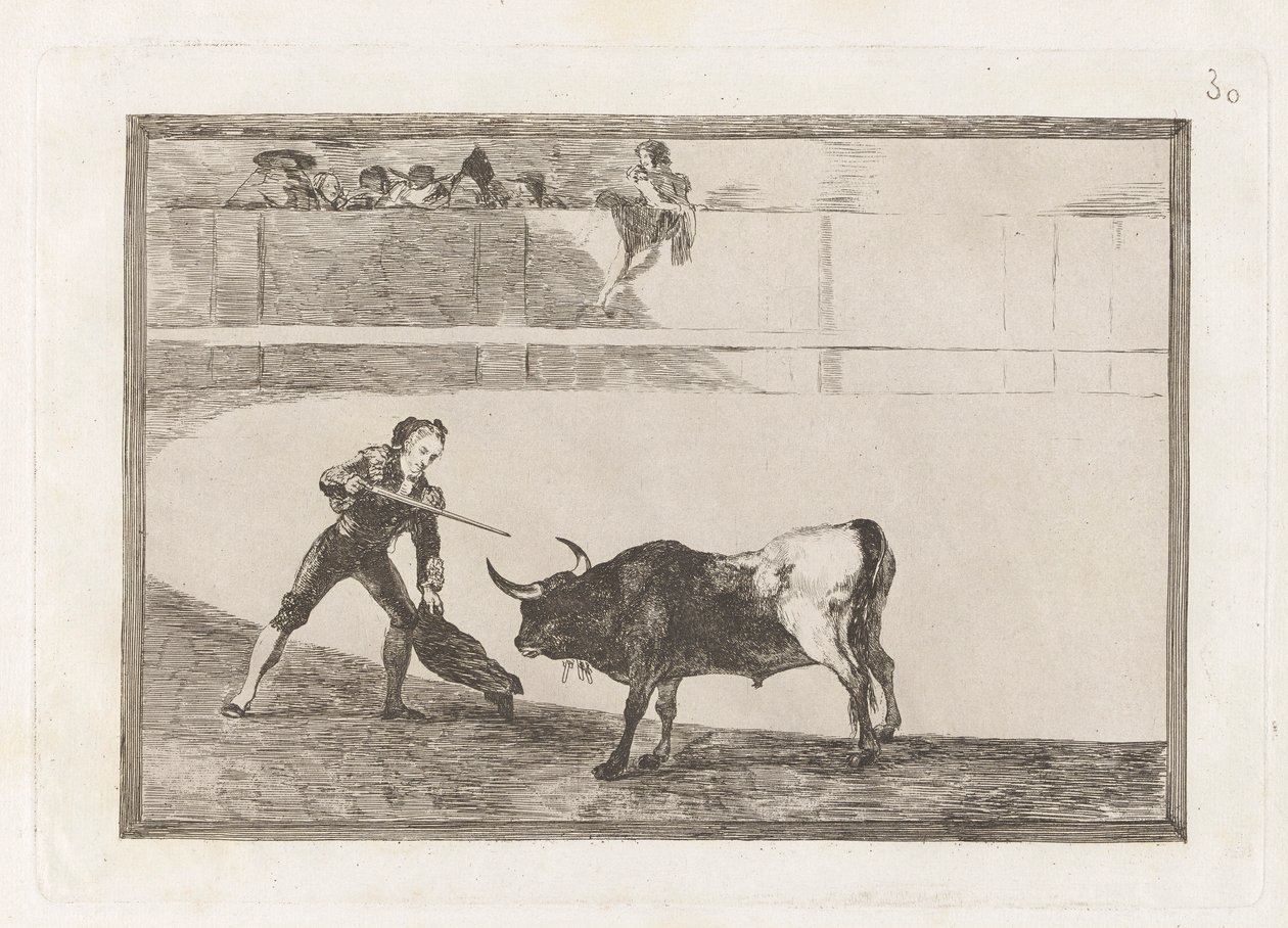 Pedro Romero die de stilstaande stier doodt door Francisco de Goya