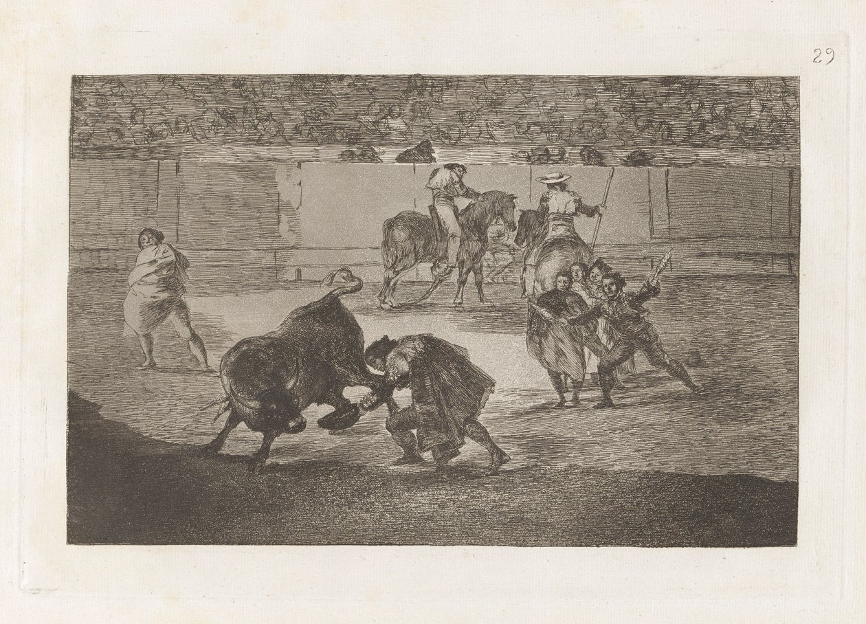 Pepe Illo maakt de passe van de stier door Francisco de Goya