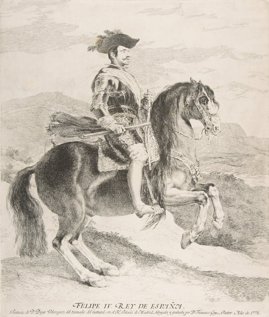 Filips IV te paard, naar Velázquez, 1778 door Francisco de Goya