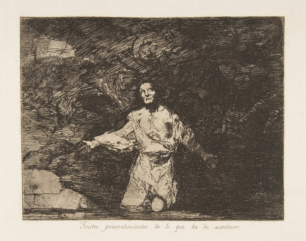 Plaat 1 uit De rampen van de oorlog Los Desastres de la Guerra: Verdriet door Francisco de Goya