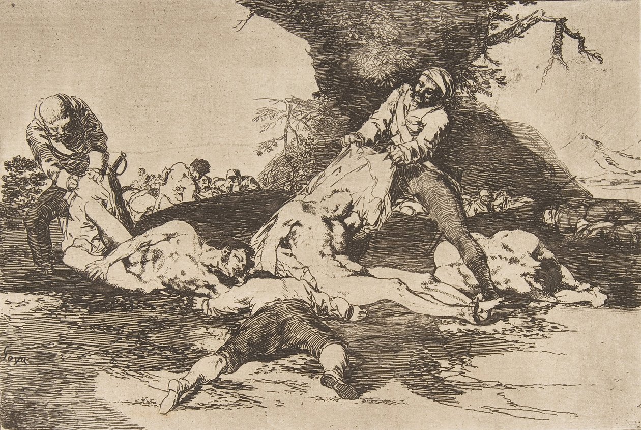Plaat 16 uit De rampen van de oorlog Los Desastres de La Guerra: Zij..., 1810 gepubliceerd 1863 door Francisco de Goya