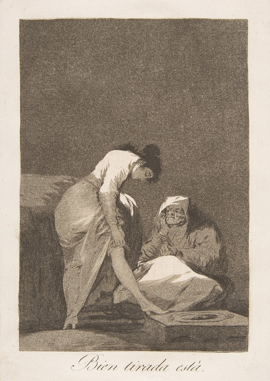 Plaat 17 uit Los Caprichos: Het is mooi gespannen Bien tirada está door Francisco de Goya