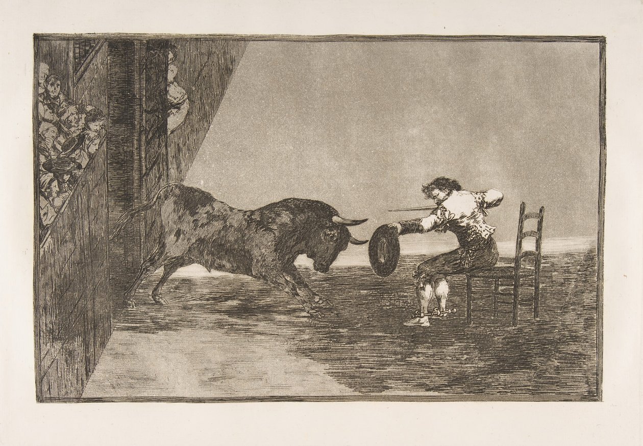 Blad 18 van de Tauromaquia: De durf van Martincho in de arena van Zaragoza, 1816 door Francisco de Goya